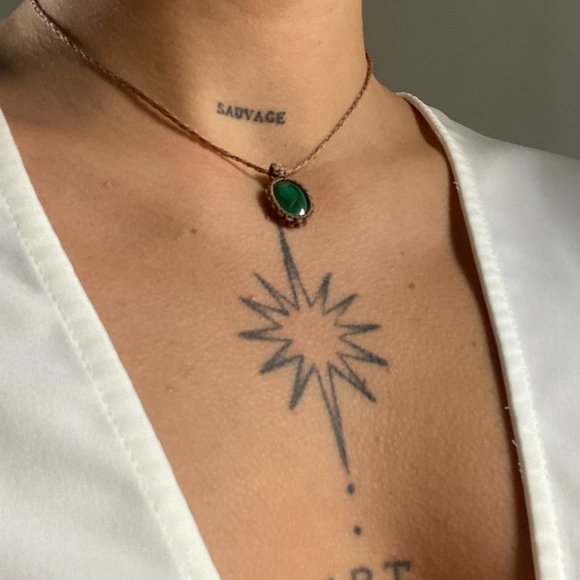 Collier ajustable artisanl - malachite - Picture 3 of 6